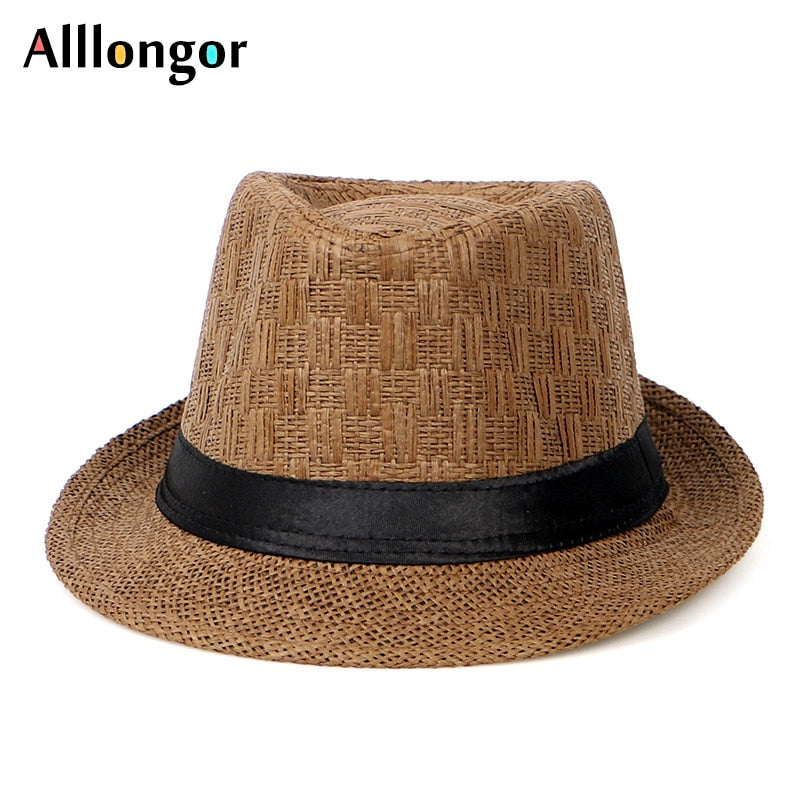Fashion Summer Cap 2021 Chapeu Cowboy Hats Straw Hats Men Black Solid beach Panama Hat Jazz Fedora sunhat gorro hombre