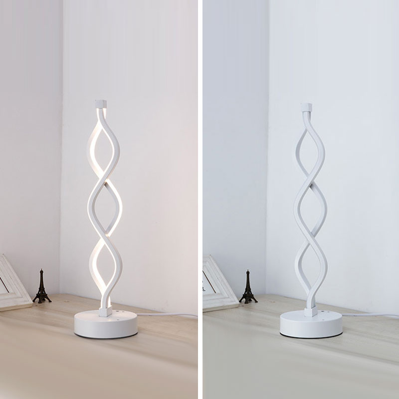 24W LED Strip Table Light 110V/220V Desk Lamp Spiral Acrylic Art Table Lamps Indoor Reading Lighting Lamp Decoration Table Light