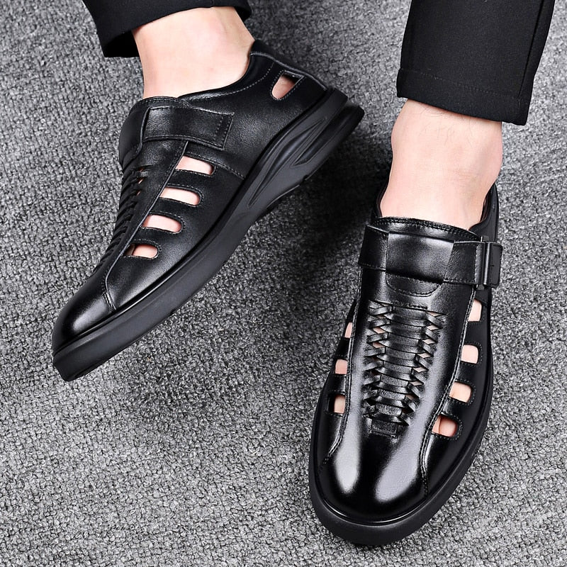 2020 Classic Men Sandals High Quality Genuine Leather Sandals Men Outdoor Casual Shoes Breathable Fisherman Shoes Plus Size 48
