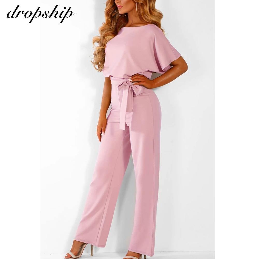 Dropship Jumpsuit Rompers Womens Overalls Women Jumpsuits 2019 Streetwear Plus Size Romper Spring Summer Lace-up Short Sleeve - Surprise store