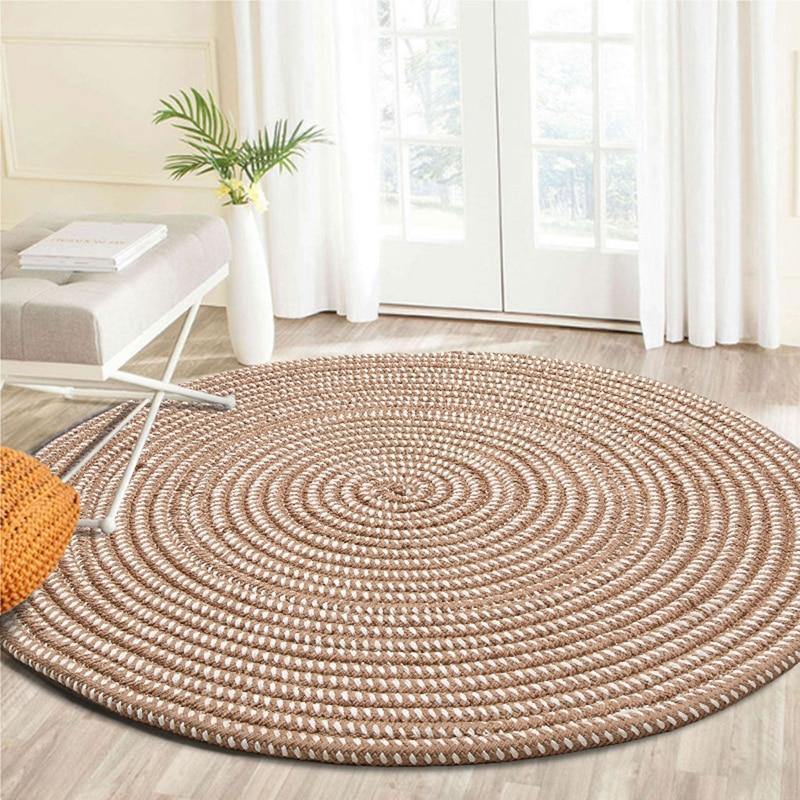 EHOMEBUY Carpet Round Carpet Floor Protection Cover Home Parlor Striped Living Room Mat Round Carpet Tatami Rug New Arrival - Surprise store