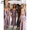 Cheap Bridesmaid Dresses Wedding Party Dress Spaghetti Straps Ankle Length Satin Bridesmaid Dress for Women