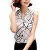 EFINNY Summer Women Tops Casual Sleeveless V-Neck Fashion Women Blouse Shirt Chiffon Print Blouses Ladies Blusas - Surprise store