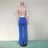 Front Metal Chain Button High Waist Wide Leg Pants Women Fashion Elegant Blue Work Business Casual Pants Palazzo Pants Trousers - Surprise store