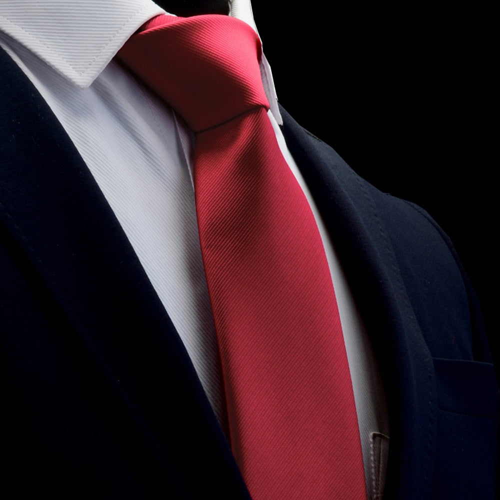 GUSLESON Quality Jacquard Woven Silk Solid Tie for Men 8cm Classic Plain Necktie Red Navy Gold Yellow Ties for Wedding Business