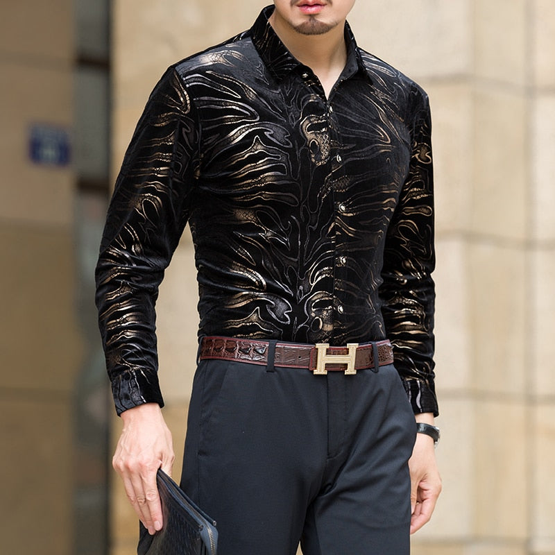 Mu Yuan Yang New men long sleeved shirts with high quality flannel black shirt slim fit mens clothing 50 % off big size 3XL