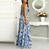 Women Floral Maxi Long Dress Ladies Sleeveless Floor Length Striped Spaghetti Strap Big Swing Dress 2019 New