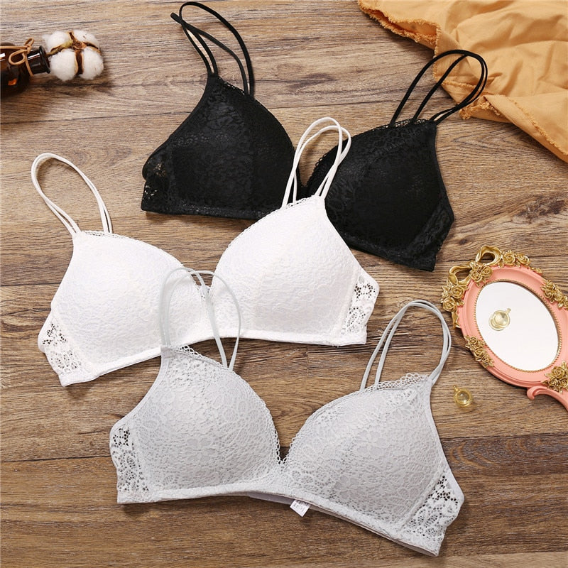 Women Bra Sexy Lace Bralette Floral Wireless Bra Female Underwear A B Cup  Lingerie Soft Solid Color