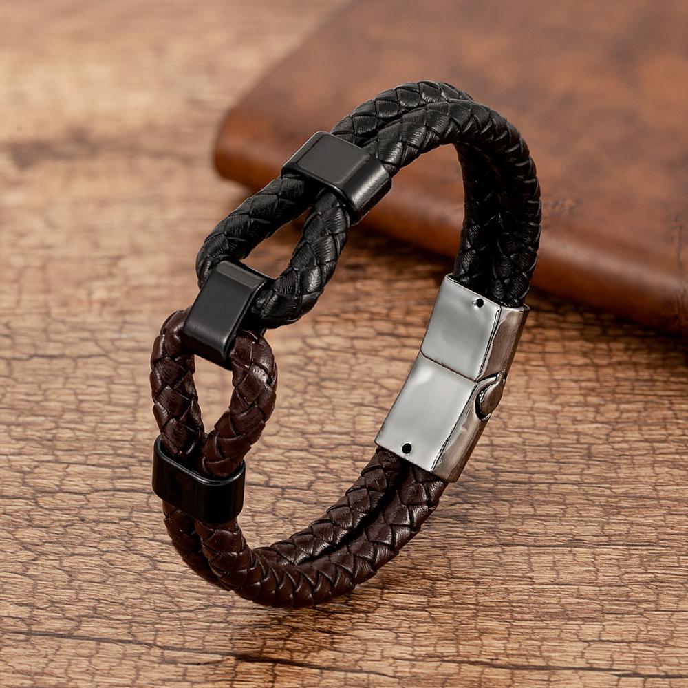 24 Style Classic Men Leather Bracelet Simple Metal Magnetic Button Hand-woven Rope Unisex Women Bangles 2020 Jewelry Accessories