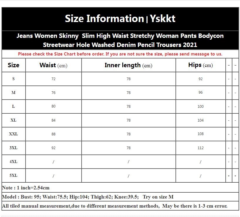 Jeans Women Skinny Slim High Waist Stretchy Woman Pants Bodycon Streetwear Hole Washed Denim Pencil Trousers 2021