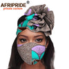African 2 Piece for Women Headband Headwear Floral Turban Head Scarf Ladies Head Wrap Hair Accessories Match Print Mask A20H015