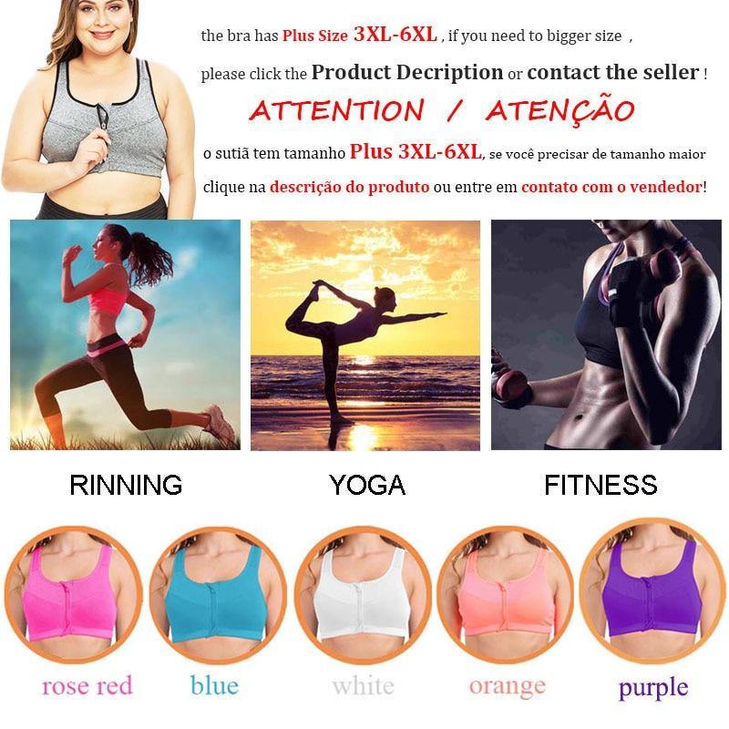 SEXYWG Hot Women Zipper Push Up Sports Bras Vest Underwear Shockproof Breathable Gym Fitness Athletic Running Yoga Bh Sport Tops - Surprise store