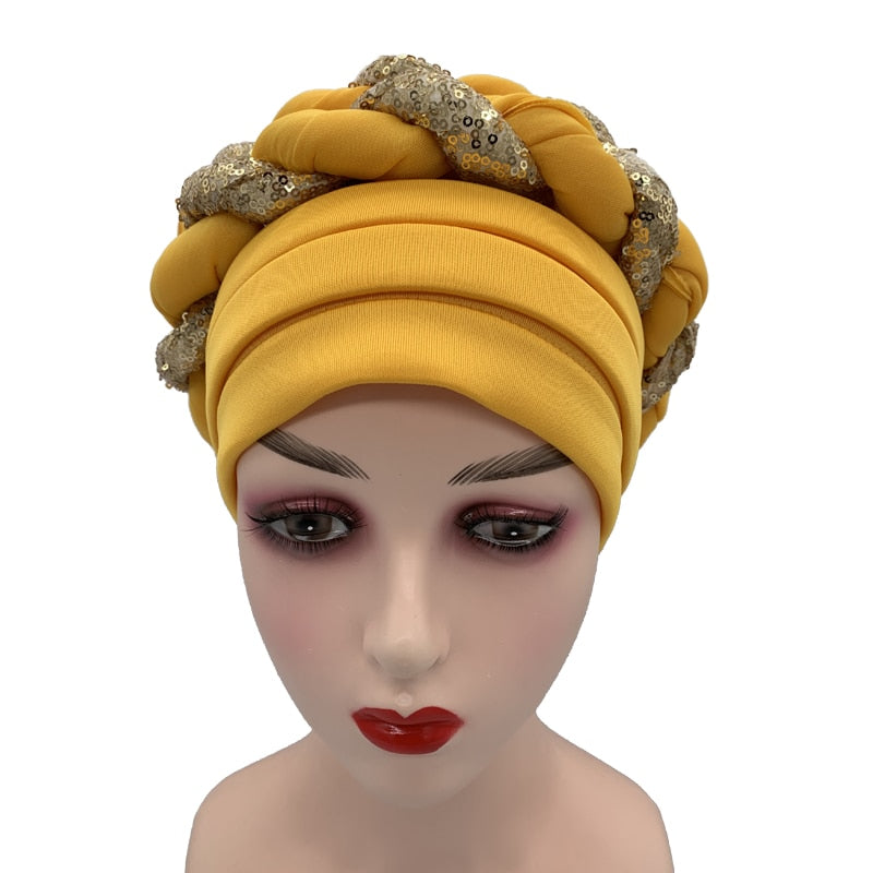 Latest Diamonds Turban Cap for Women Ready Female Head Wraps African Auto Geles Aso Oke Headtie Muslim Headscarf Turbans Hat