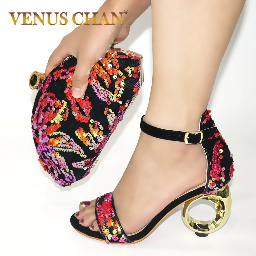 New Arrival African Shoes and Bags Matching Set Decorated with Appliques Nigerian Shoes and Matching Bag Shoes and Bags To Match