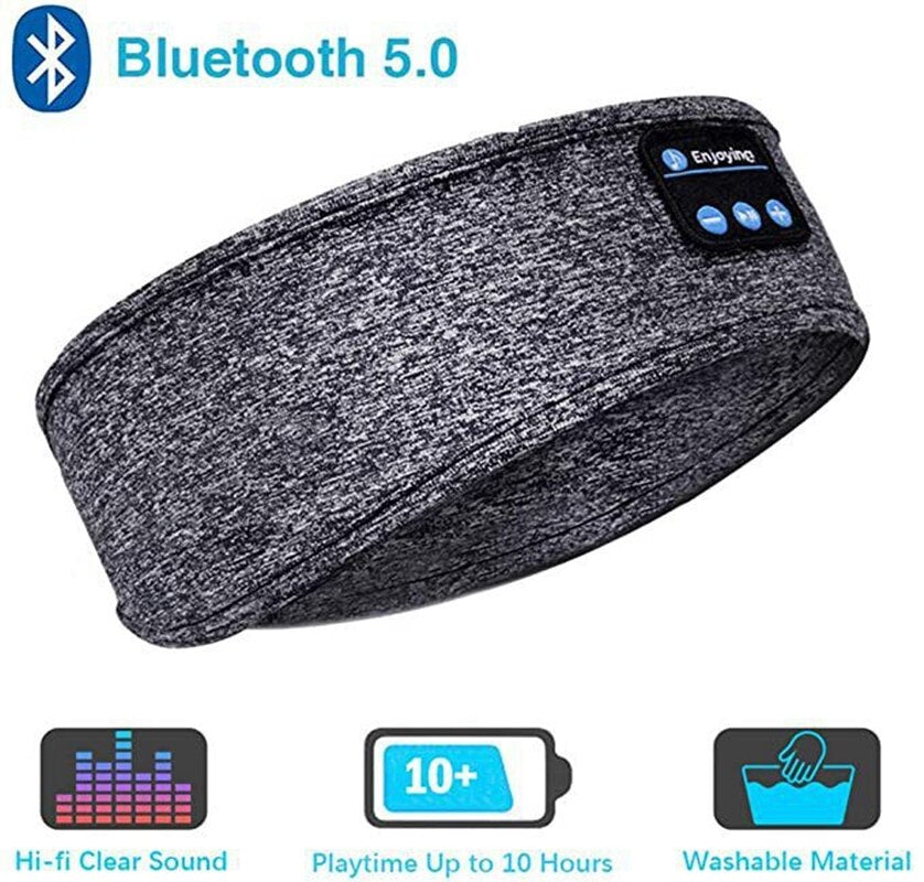 Wireless Bluetooth 5.0 Music Headband Sleep Headphones MIC Hat Man Women Hands-free Sleeping Sports Earphone for Side Sleepers