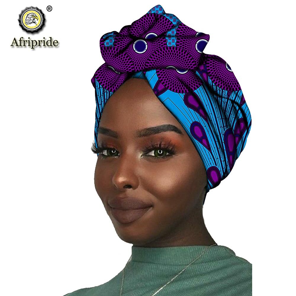 2020 African New Fashion Headwrap Women Cotton Wax Fabric Traditional Headtie Scarf Turban pure Cotton Wax AFRIPRIDE S001