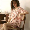 Summer Girl Sweet And Cute V-Neck Short-Sleeved Shorts Thin Suit Comfortable Silk Women's Home Service 2Piece Set Female Pajamas
