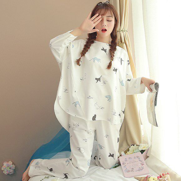 100% Cotton Women's Pajamas Set Long Sleeve Girl Casual Women Sleepwear Leisure Outerwear Sleepwear Pyjamas Nightwear