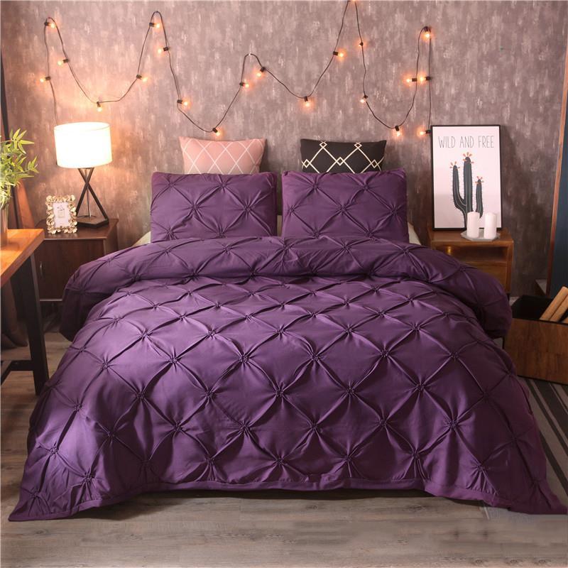 White Duvet Cover Set Pinch Pleat 2/3pcs Twin/Queen/King Size Bedclothes Bedding Sets Luxury Home Hotel Use(no filling no sheet)