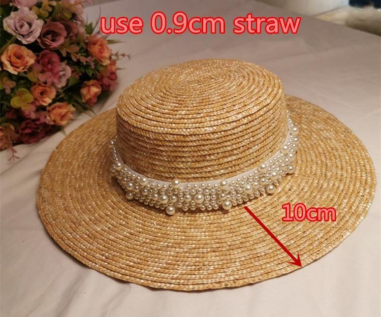 01907-shi summer handmade straw pearl lady fedoras cap women leisure panama jazz hat - Surprise store
