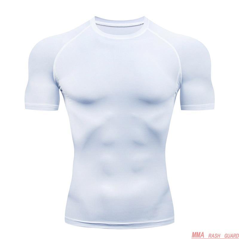 Compression T-shirt Men Running Tights Lycra Tee Shirt Male Bodybuilding Top Black Tees Men's Clothing Short Sleeve T-shirt - Surprise store