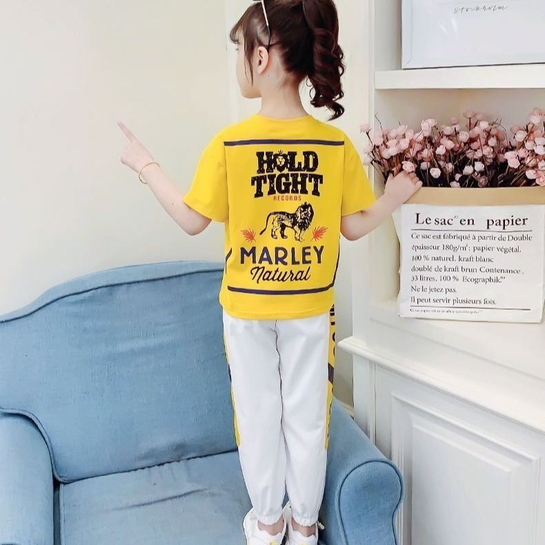 Tracksuit for Girl 2020 Summer Hop Casual Sports Suit Female Korean Version of The Loose Short Sleeve T-shirt Pant 2 Piece Set