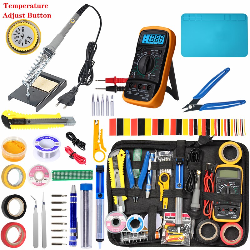 Soldering iron kit adjustable temperature 220V 80W LCD solder tools ESD Heat Insulation Soldering Working Mat Welding Tool Kits