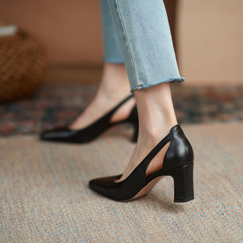 FEDONAS Elegant Shallow Shoes For Women Genuine Leather High Heels Pumps Female Calssic 2021 Spring Wedding Party Women'S Shoes