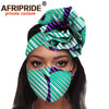 African 2 Piece for Women Headband Headwear Floral Turban Head Scarf Ladies Head Wrap Hair Accessories Match Print Mask A20H015