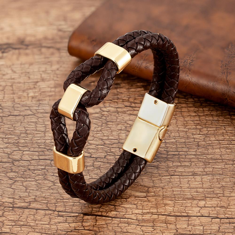24 Style Classic Men Leather Bracelet Simple Metal Magnetic Button Hand-woven Rope Unisex Women Bangles 2020 Jewelry Accessories