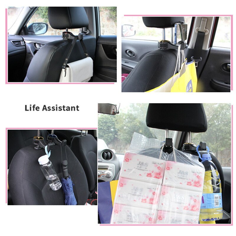 Car Universal Bracket Phone Holder Multi-function with Car Seat Rear Hook for Hanging Groceries Clothes Car Interior Accessories