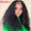 Beaufox Water Wave Headband Wig Human Hair Wigs For Black Women Brazilian Scarf Wig No Gel Glueless Remy Curly Human Hair Wigs