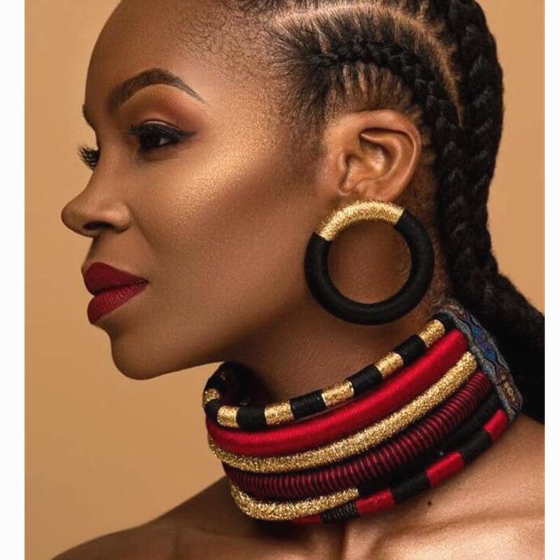 Liffly Brand Necklace Earrings Multi-layer Woven Jewelry Choker Necklace Bridal Wedding African Beads Jewelry Set for Women - Surprise store