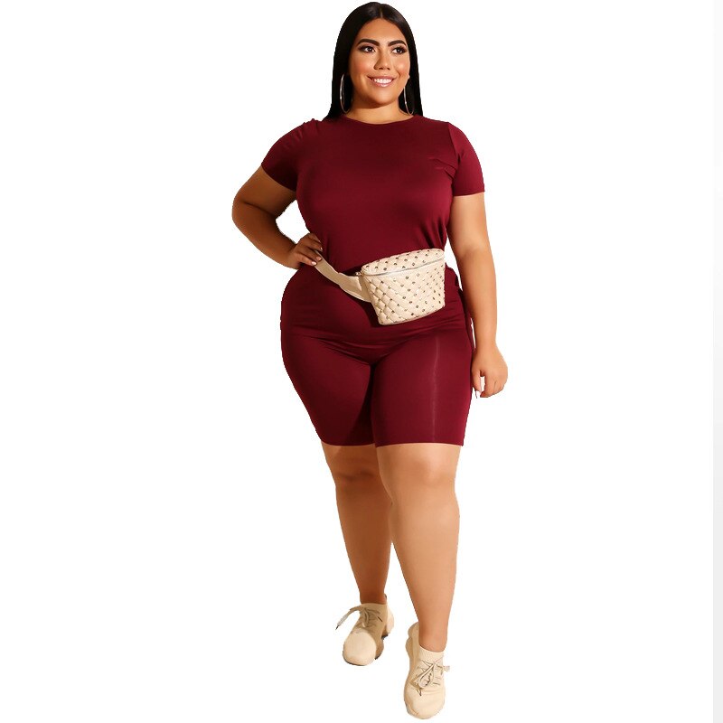 Big Beautiful Women Summer Set T Shirt+Shorts Set Female 2 Piece Outfits Plus Size Suit Oversize Women Two Piece Sets Tracksuit