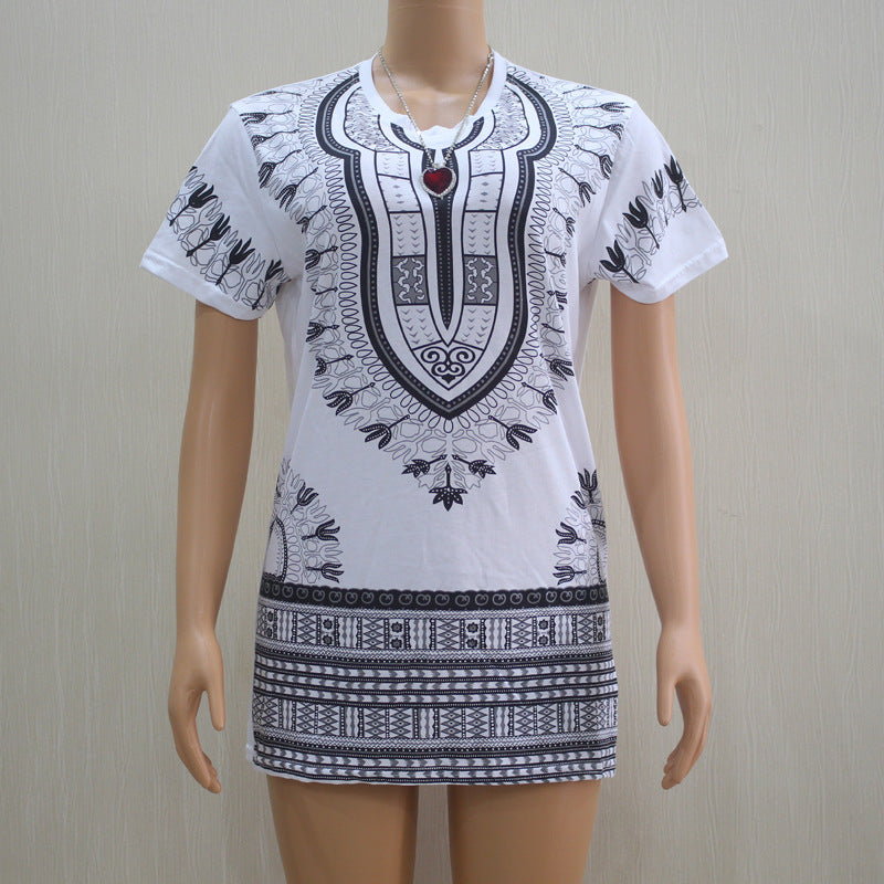 2019 new arrival summer elegent fashion style african women printing plus size dress M-XL