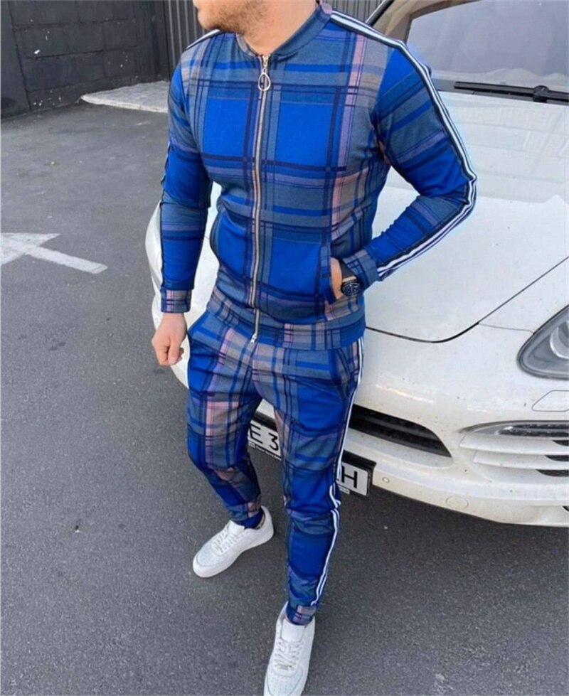 New Men Casual Zipper Set Autumn Thin Mens set Tracksuit Set Male Sweatshirt Sweatpants Fashion Pants+Jackets Two-Piece Sets
