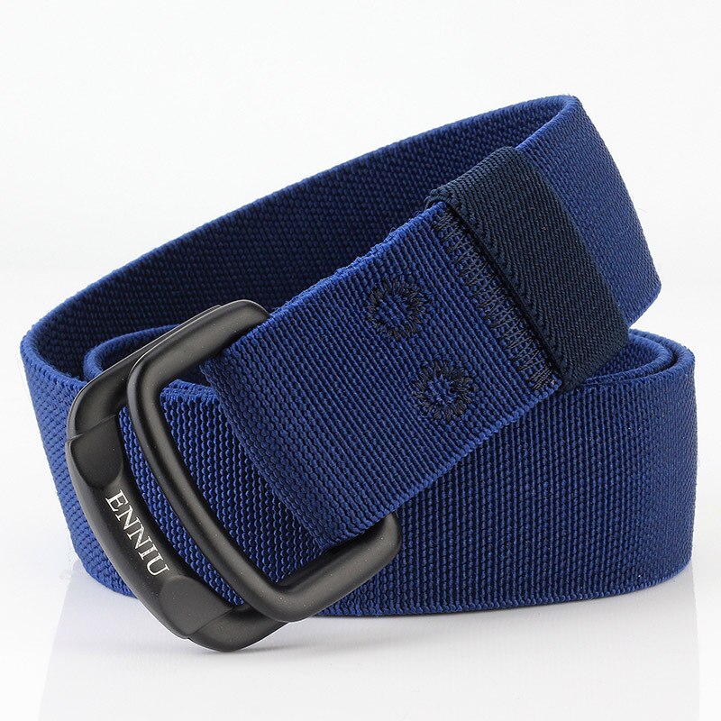 Military Equipment Belt Men Elastic Nylon Tactical Belts For Jeans Pants Solid Strap Canvas Double Ring Metal Buckle Waist Belt
