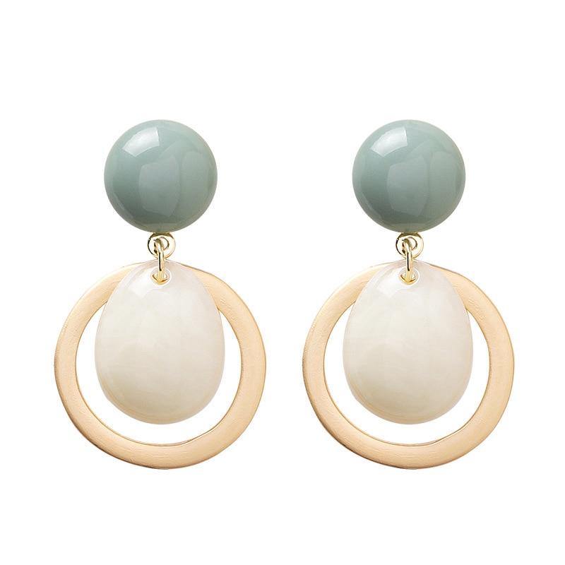 Fashion Candy Color Smooth Acrylic Drop Earrings Simple Geometric Round Button Statement Earrings with stones bijoux femme 2019 - Surprise store