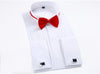White Men Tuxedo Shirt Regualr Fit Plus Size French Cufflinks Long Sleeve Luxury Wedding Party Male 6xl
