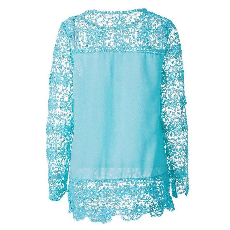 Spring and summer chiffon shirt women's casual long-sleeved hollow flower lace shirt shirt women - Surprise store