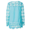 Spring and summer chiffon shirt women's casual long-sleeved hollow flower lace shirt shirt women - Surprise store