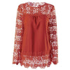 Spring and summer chiffon shirt women's casual long-sleeved hollow flower lace shirt shirt women - Surprise store