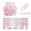 2021 Solid Unisex New Born Baby Boy Clothes Bodysuits+Pants+Hats+Gloves Baby Girl Clothes Cotton Clothing Sets Roupa de bebe