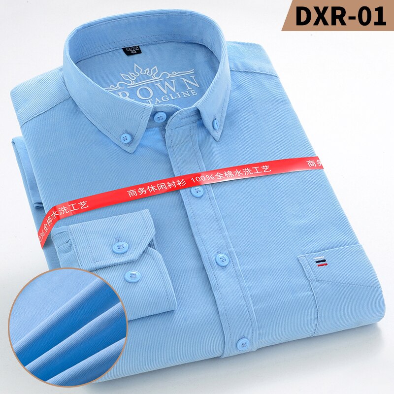 Cotton Corduroy Shirt men long sleeve button collar quality warm easy care regular fit simple business mens casual shirts