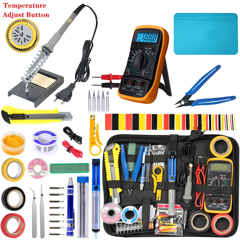 Soldering iron kit adjustable temperature 220V 80W LCD solder tools ESD Heat Insulation Soldering Working Mat Welding Tool Kits
