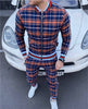 Muscle brothers 2021 new 3D printing retro men's leisure sports men's suit Plaid stripe coat Long pants men's suit