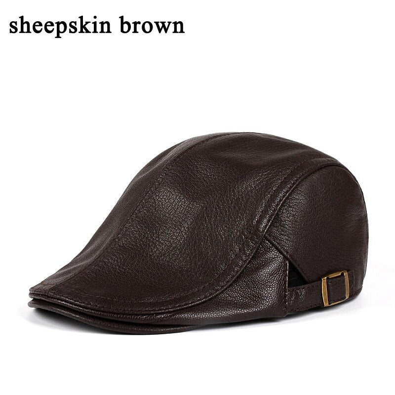Hats Men Women Street Bonnet Genuine Leather Beret Male Thin Hats 55-61 cm Adjustable Forward Cap Leisure Duckbill Casquette