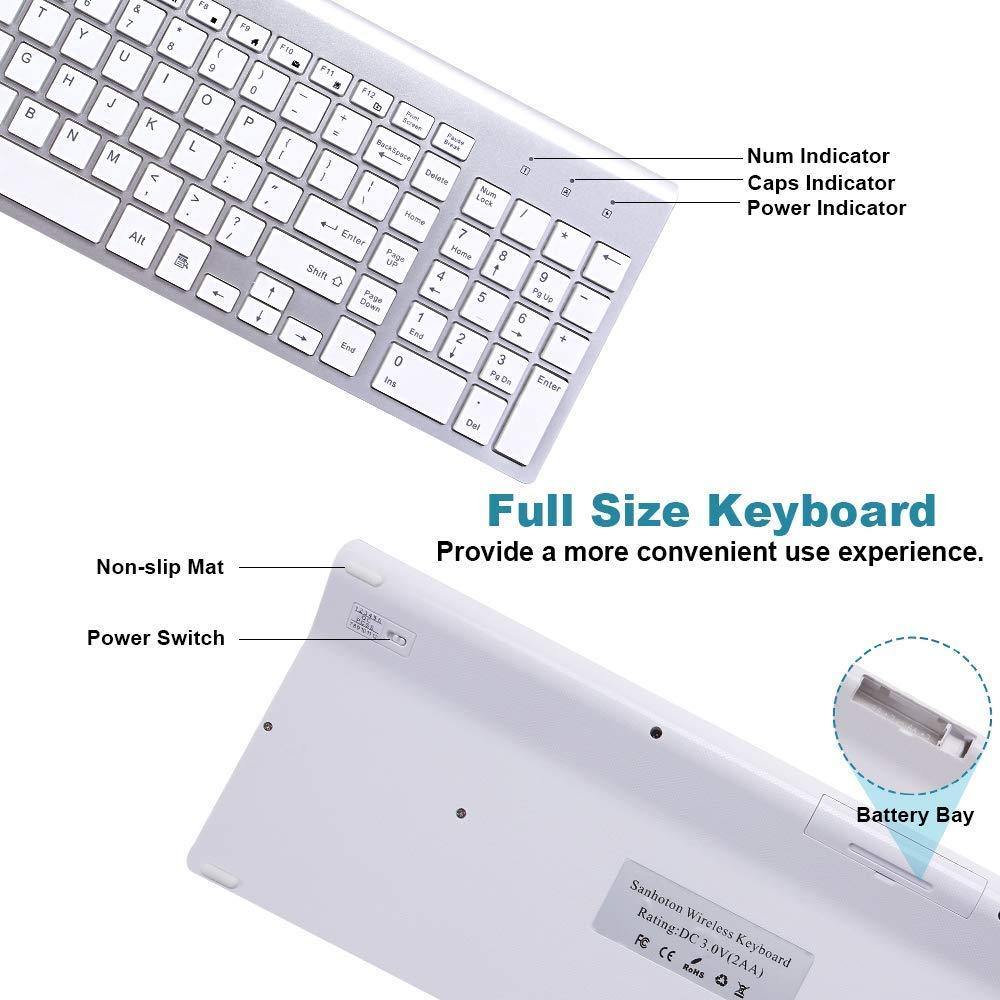 Wireless keyboard and mouse set ergonomic silent keyboard USB interface for Android Apple TV MAC - Surprise store