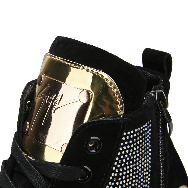 2019 Cool Men High Top Men Gold Glitter Sneakers Lace Up Crystal Platform Flats Gold Shoes Man Sequins krasovki Bling Shoes AC-2 - Surprise store
