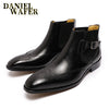 Winter Boots Men Ankle Boots Double Monk Strap High Grade Black Brown Office Wedding Casual Men's Dress Leather Shoes Men